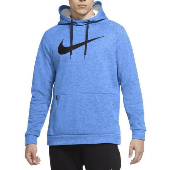 Nike Therma Swoosh Mens Training Pullover Hoodie Game Royal Black - Picture 1 of 3